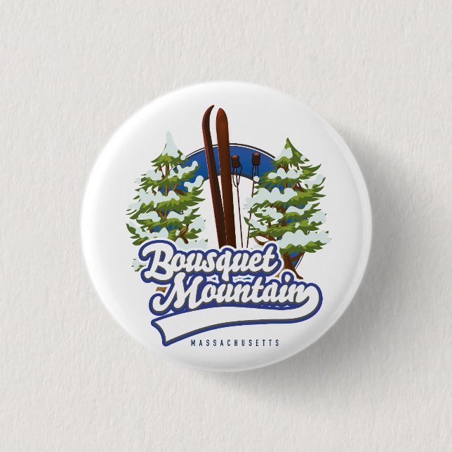 Badge Rond 2,50 Cm Bousquet Mountain Massachusetts logo Ski (Devant)