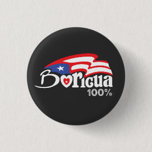 Badge Rond 2,50 Cm Bouton 100% Porto Rico Boricua