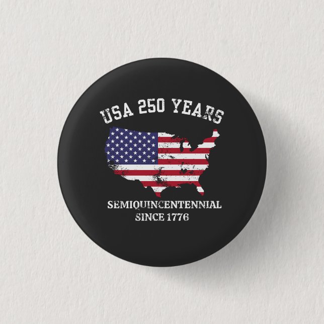 Badge Rond 2,50 Cm Bouton 250 Ans USA (Devant)