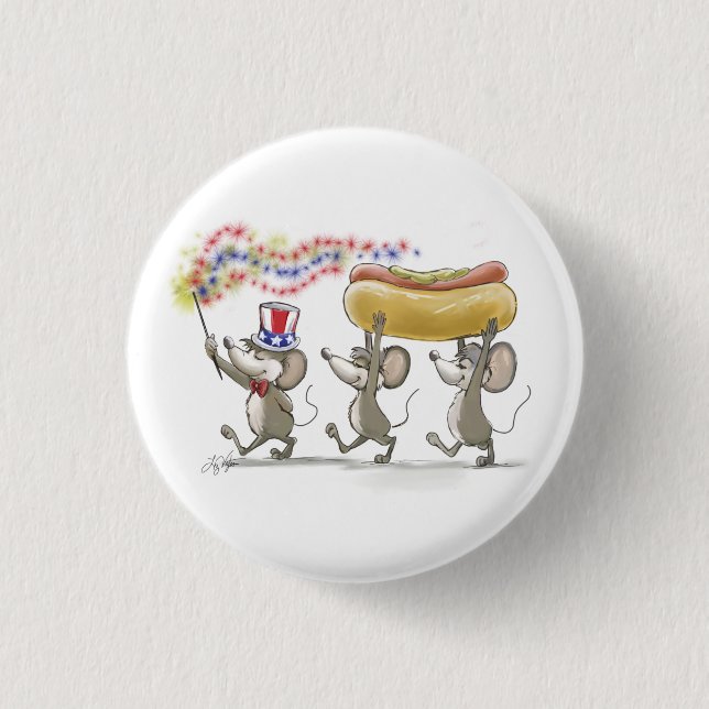 Badge Rond 2,50 Cm Bouton 4 juillet de Mic, Mac & Moe (Devant)