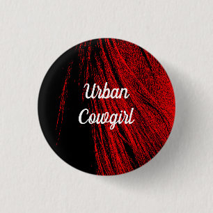 Badge Rond 2,50 Cm Bouton Abstrait Pin de Mane de Cheval Rouge