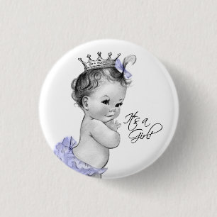Badge Rond 2,50 Cm Bouton Adorable Princesse Violette C'est une Fille