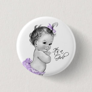 Badge Rond 2,50 Cm Bouton Adorable Violet C'est une Fille