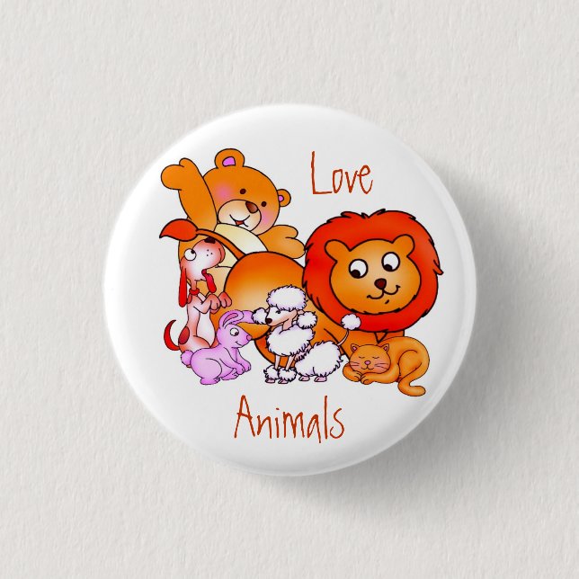 Badge Rond 2,50 Cm Bouton Aimer les animaux (Devant)