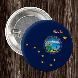 Badge Rond 2,50 Cm Bouton Alaska, mode patriotique drapeau de l'Alask
