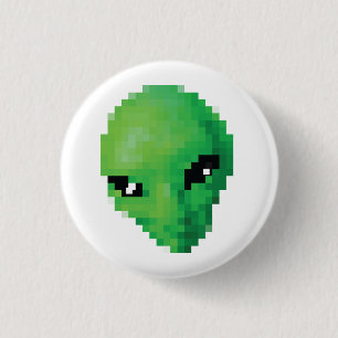 Badge Rond 2,50 Cm Bouton alien vert