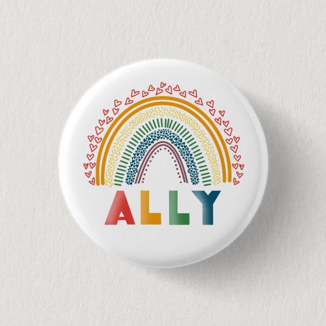Badge Rond 2,50 Cm Bouton Ally Rainbow (Devant)