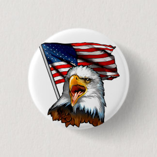 Badge Rond 2,50 Cm Bouton ~ American Eagle et drapeau américain