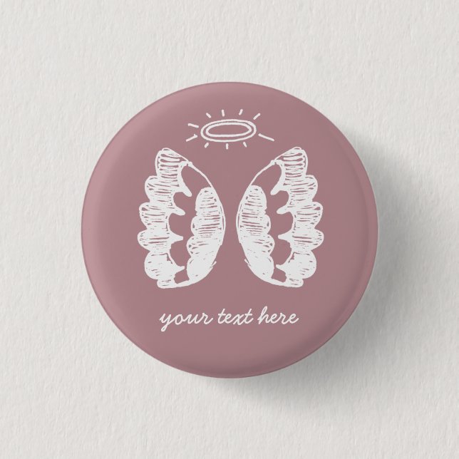 Badge Rond 2,50 Cm Bouton Ange rose (Devant)