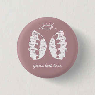 Badge Rond 2,50 Cm Bouton Ange rose
