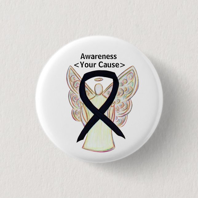 Badge Rond 2,50 Cm Bouton Angel Customisé Black Awareness Art (Devant)