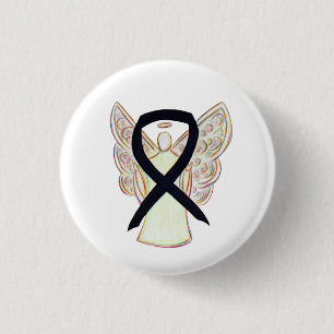 Badge Rond 2,50 Cm Bouton Angel Customisé Black Awareness Art