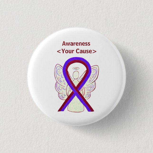 Badge Rond 2,50 Cm Bouton Angel du ruban de sensibilisation au violet (Devant)