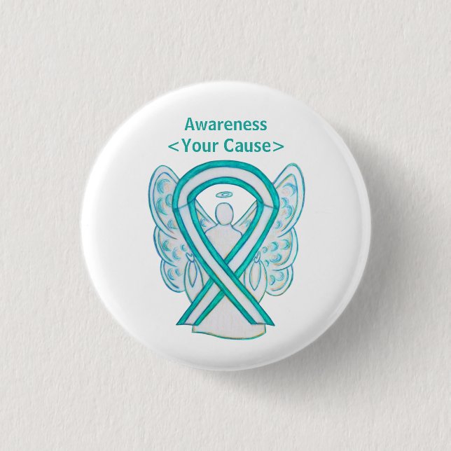Badge Rond 2,50 Cm Bouton Angel Pin de sensibilisation au cancer du c (Devant)