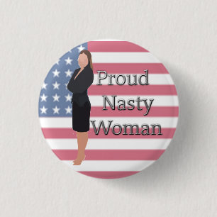 Badge Rond 2,50 Cm Bouton anti-Trump, Beurre Femme Fier Rétro