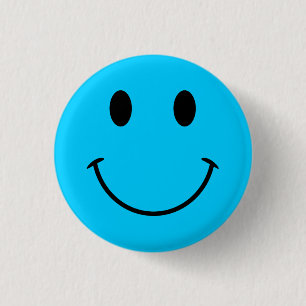 Badge Rond 2,50 Cm Bouton Aqua Blue Face