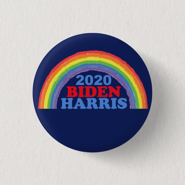 Badge Rond 2,50 Cm Bouton arc-en-ciel Biden Harris 2020 (Devant)