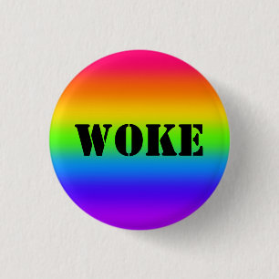 Badge Rond 2,50 Cm Bouton arc-en-ciel WOKE