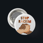 Badge Rond 2,50 Cm Bouton Arrêter le racisme<br><div class="desc">Arrêtez le racisme.</div>