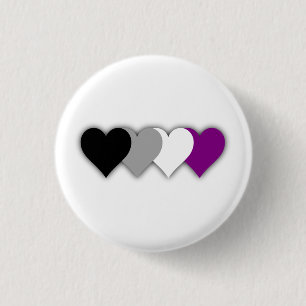 Badge Rond 2,50 Cm Bouton asexuel de coeurs de fierté