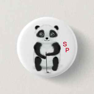 Badge Rond 2,50 Cm Bouton avec golf jouant panda