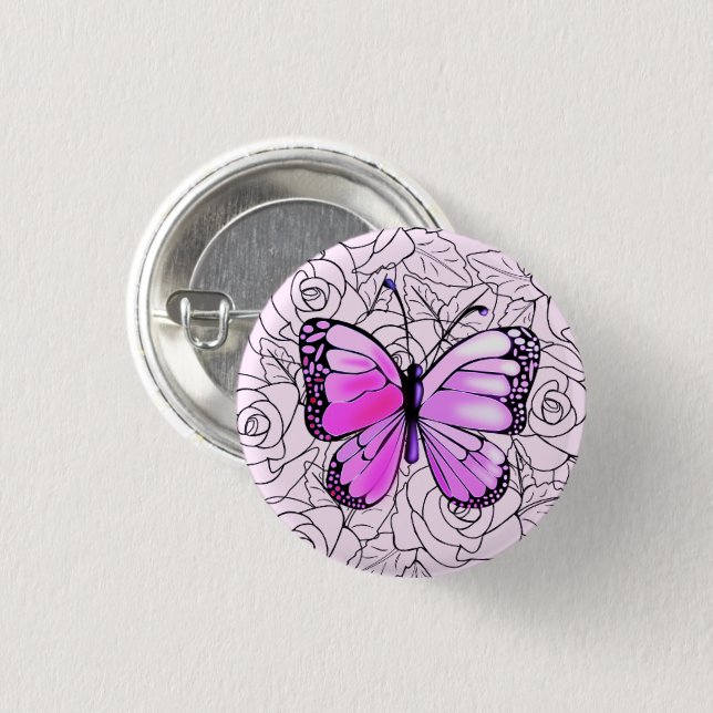 Badge Rond 2,50 Cm Bouton avec Papillon (Devant & derrière)