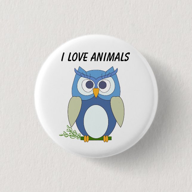 Badge Rond 2,50 Cm Bouton avec petit hibou mignon (Devant)