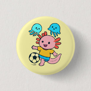 Badge Rond 2,50 Cm Bouton axolotl du joueur de football
