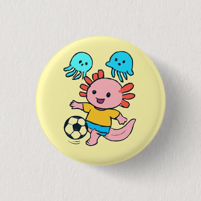 Badge Rond 2,50 Cm Bouton axolotl du joueur de football (Devant)