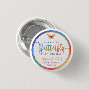 Badge Rond 2,50 Cm Bouton Baby shower arc-en-ciel