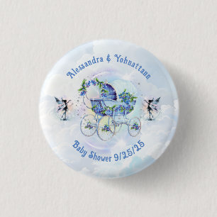Badge Rond 2,50 Cm Bouton baby shower Bassin Bleu Bleu Gnome