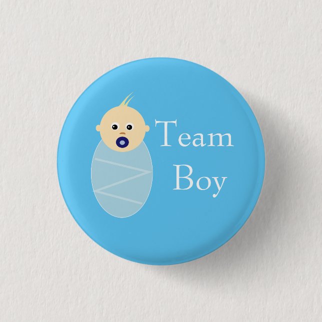 Badge Rond 2,50 Cm Bouton Baby shower bleu Team Boy (Devant)