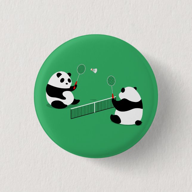 Badge Rond 2,50 Cm Bouton Badminton Pandas / Épingle / Insigne (Devant)