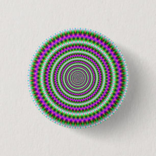 Badge Rond 2,50 Cm Bouton Bagues à dents vert et rose