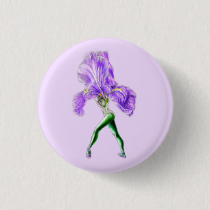 Badge Rond 2,50 Cm Bouton Ballerina Iris Flower Ballet Dancer