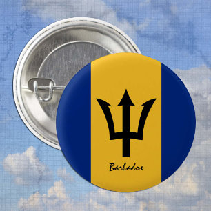 Badge Rond 2,50 Cm Bouton Barbade, patriotique Barbade Drapeau mode