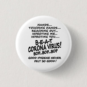 Badge Rond 2,50 Cm Bouton Battez le virus Corona Bon Hygiène