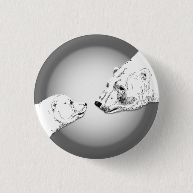 Badge Rond 2,50 Cm Bouton Bear Polar & Bouton Bouton Bouton Bouton Ou (Devant)