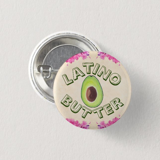 Badge Rond 2,50 Cm Bouton Beurre Latino (Devant & derrière)