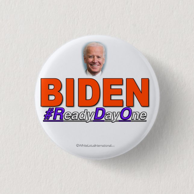 Badge Rond 2,50 Cm Bouton BIDEN #ReadyDayOne (Devant)