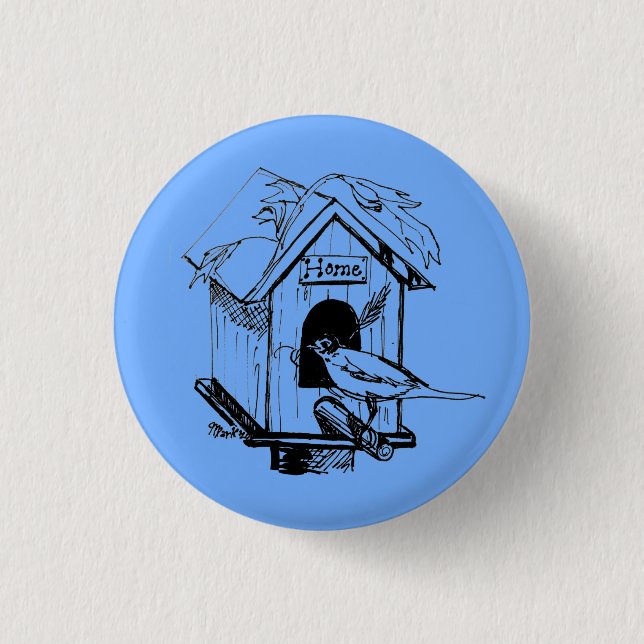 Badge Rond 2,50 Cm Bouton Birdhouse (Simply Scribbled) (Devant)