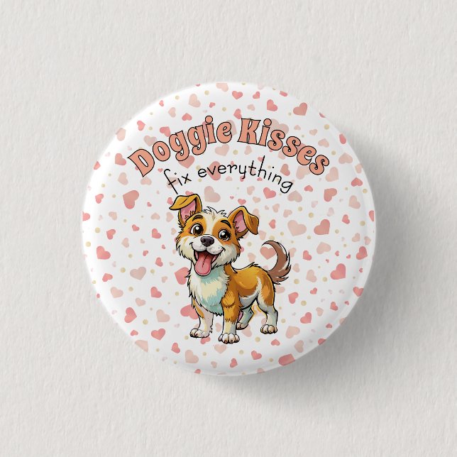 Badge Rond 2,50 Cm Bouton Bisous de Toutou (Devant)