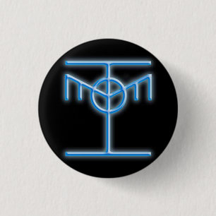Badge Rond 2,50 Cm Bouton bleu de lueur d'icône morale de pirate