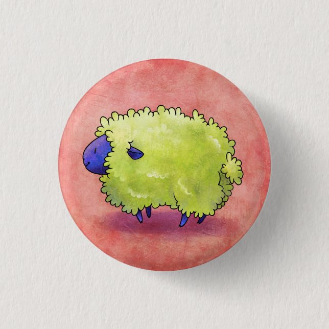 Badge Rond 2,50 Cm Bouton bleu de moutons (Devant)