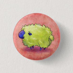 Badge Rond 2,50 Cm Bouton bleu de moutons
