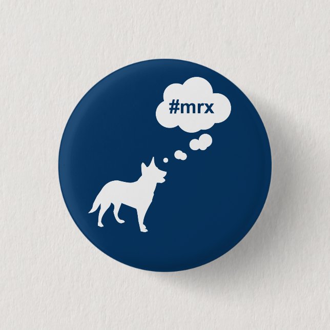Badge Rond 2,50 Cm Bouton bleu de #mrx et de chien (Devant)