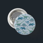 Badge Rond 2,50 Cm Bouton bleu dinosaures<br><div class="desc">Dinosaures mignons et peu effrayants sur un arrière - plan bleu. Grand.</div>