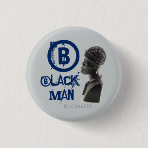 Badge Rond 2,50 Cm Bouton bleu/gris d'homme de couleur