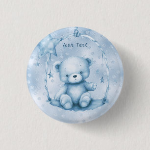 Badge Rond 2,50 Cm Bouton bleu Teddy Bear