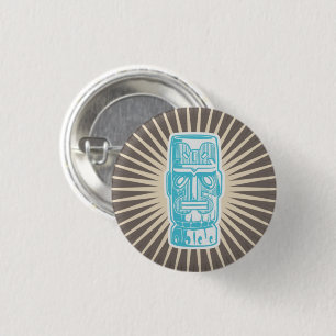 Badge Rond 2,50 Cm Bouton bleu Tiki Man